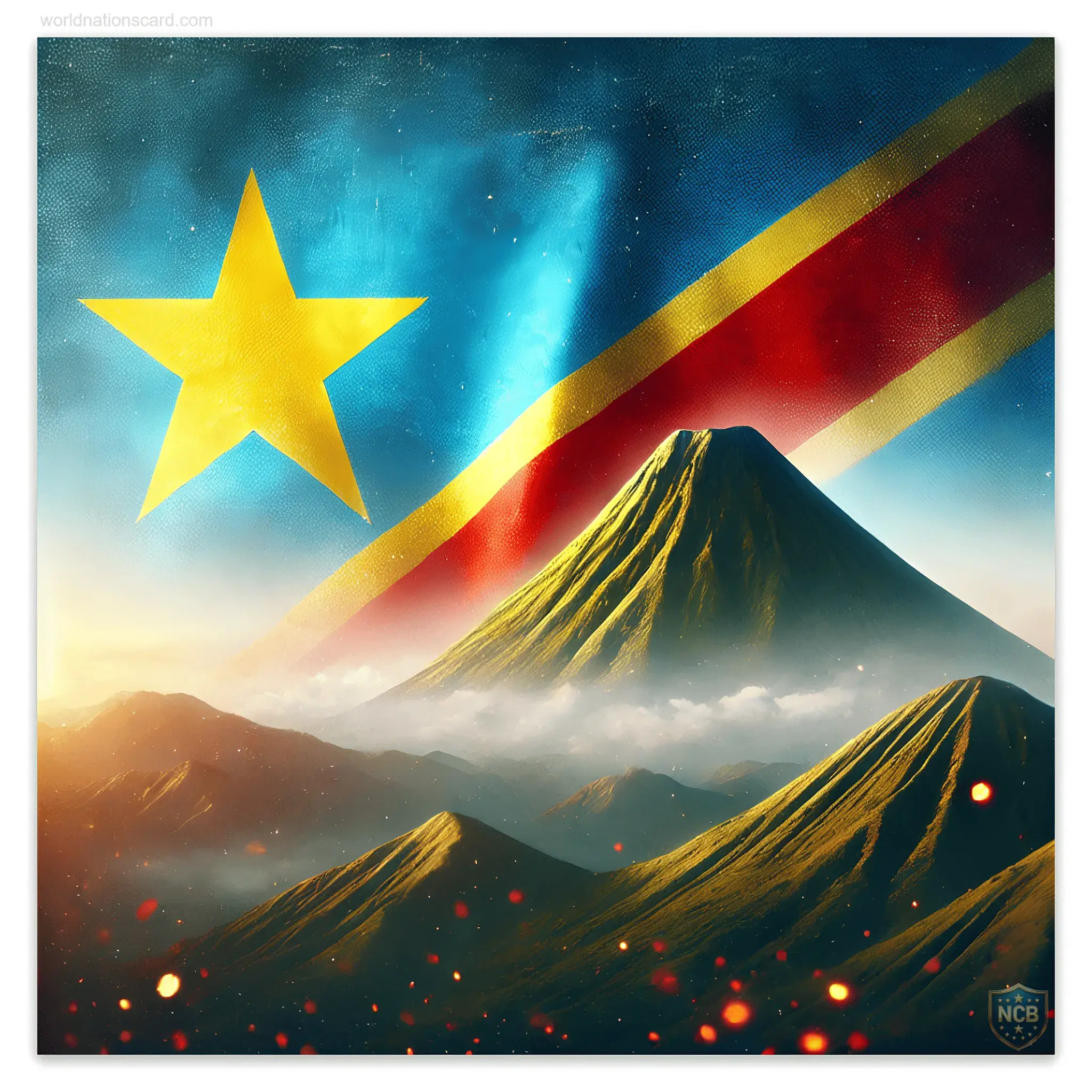 Democratic Republic of the Congo Card Mount Nyiragongo